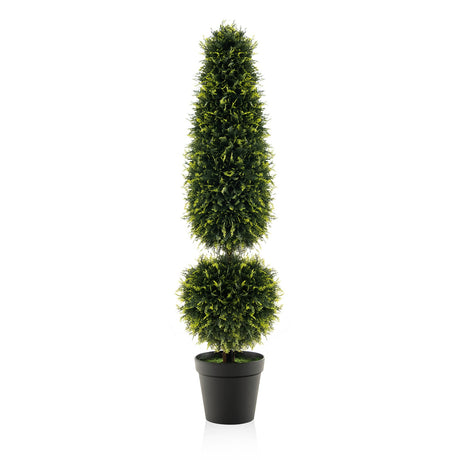 Árbol de topiario artificial de boj de 4 pies con enredaderas naturales y hojas de PE - Verde