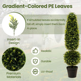Árbol de topiario artificial de boj de 4 pies con enredaderas naturales y hojas de PE - Verde