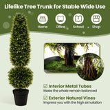 Árbol de topiario artificial de boj de 4 pies con enredaderas naturales y hojas de PE - Verde