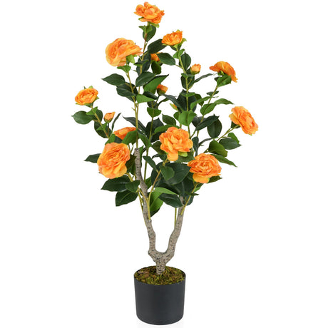 Árbol de Camelia Artificial de 36 Pulgadas con Flores Floreciendo 1 Paquete