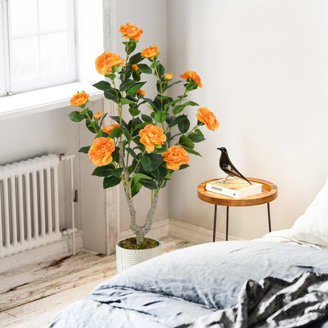 Árbol de camelias artificial de 36 pulgadas con floración, paquete de 2