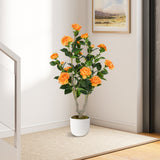 Árbol de camelias artificial de 36 pulgadas con floración, paquete de 2