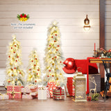 Artificial Christmas Tree Set of 3 with Snow-flocked Branch Tips and LED Lights