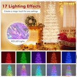 Árbol de Navidad artificial preiluminado de 7 pies con bisagras y 820 puntas de rama tipo coral