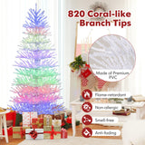 Árbol de Navidad artificial preiluminado de 7 pies con bisagras y 820 puntas de rama tipo coral