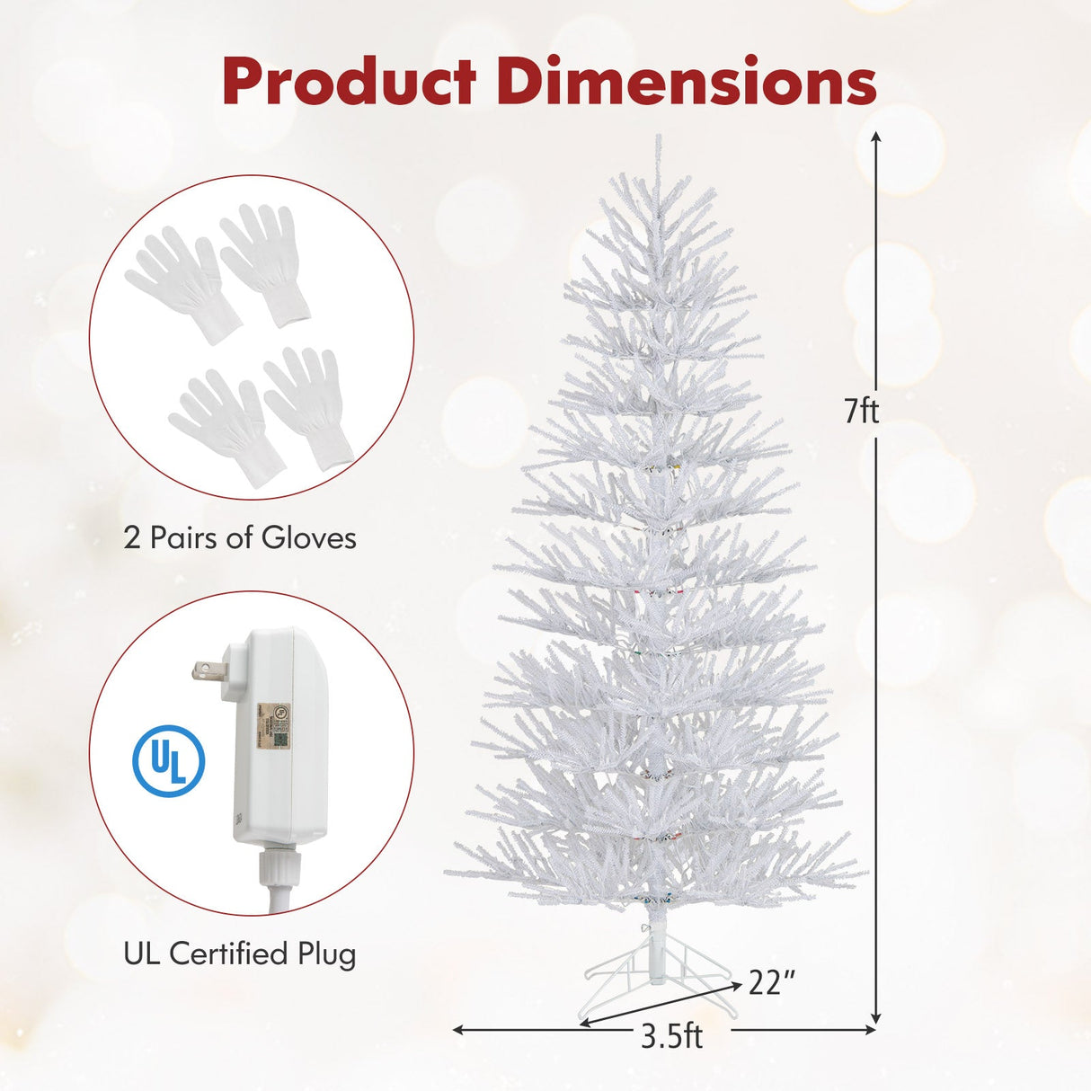 Árbol de Navidad artificial preiluminado de 7 pies con bisagras y 820 puntas de rama tipo coral