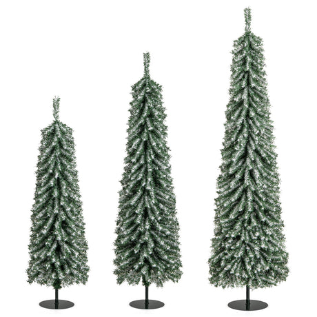 Set de 3 Árboles de Navidad Artificiales de 4/5/6 Pies con Nieve Acumulada Realista