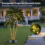 Palmera Artificial Iluminada con Base Metálica, 157 Puntas de Rama y 930 Luces LED Blancas Cálidas