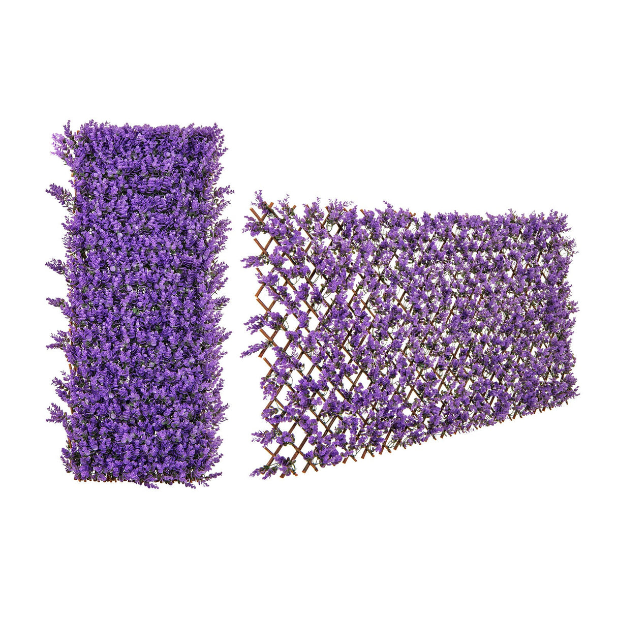Panel Decorativo de Valla de Eucalipto Morado Sintético con Marco de Sauce Natural para Balcón Patio