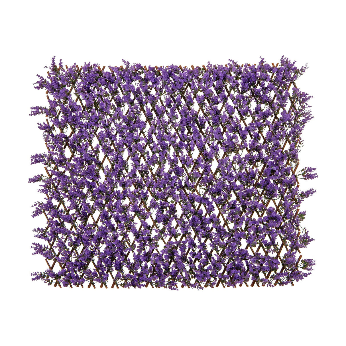 Panel Decorativo de Valla de Eucalipto Morado Sintético con Marco de Sauce Natural para Balcón Patio