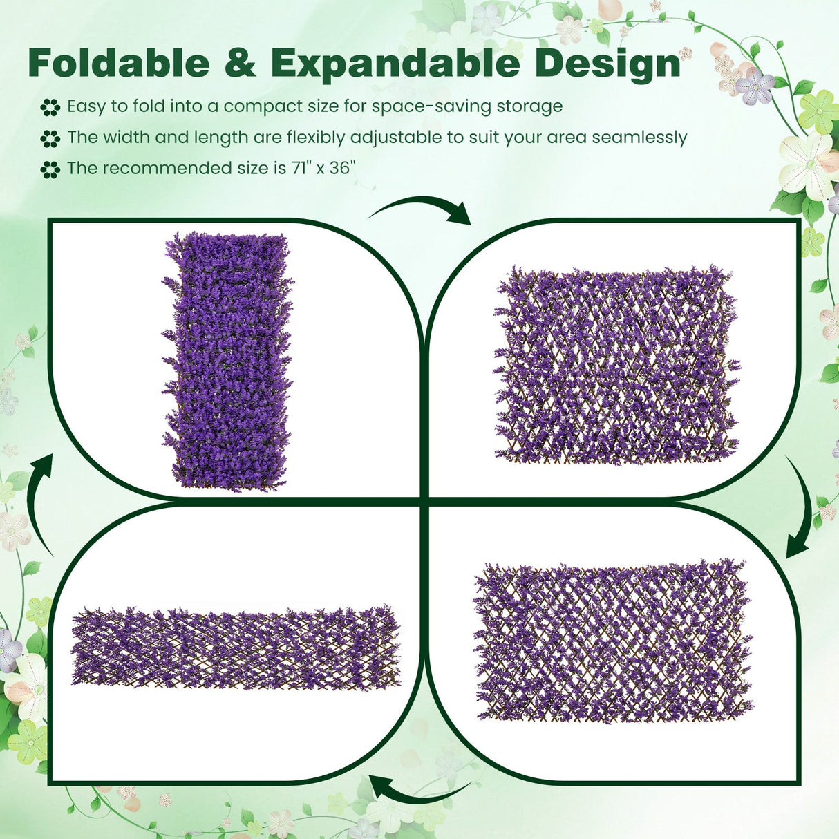 Panel Decorativo de Valla de Eucalipto Morado Sintético con Marco de Sauce Natural para Balcón Patio
