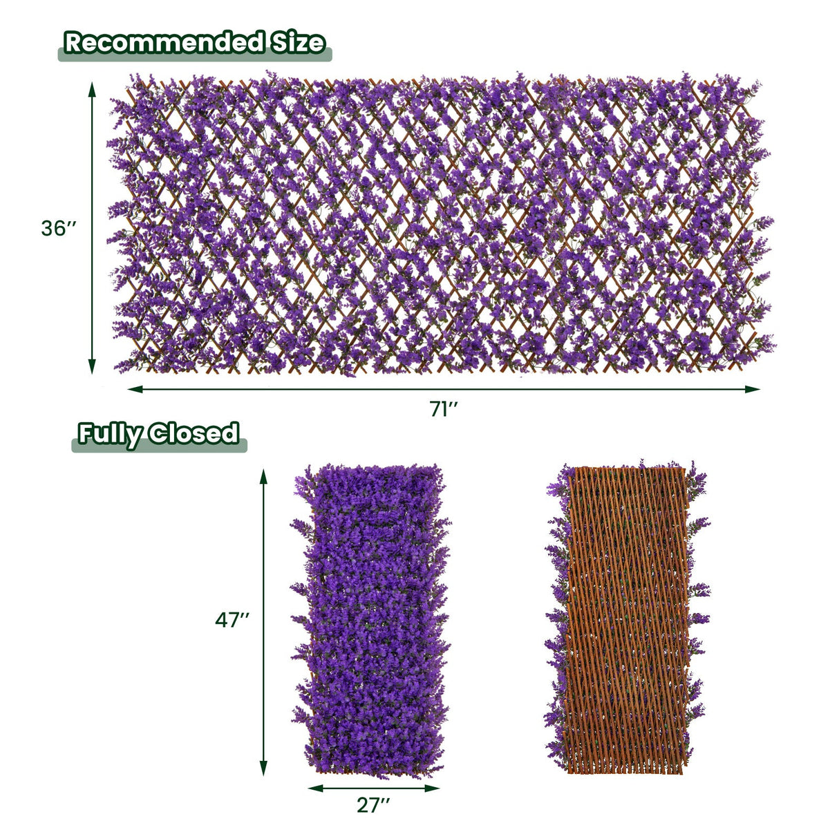 Panel Decorativo de Valla de Eucalipto Morado Sintético con Marco de Sauce Natural para Balcón Patio