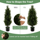 3 Feet Artificial Topiary Cedar Tree with Cement Plastic Pot and Faux Moss-Green