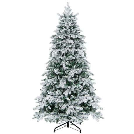 4.5/6/7 Feet Flocked Christmas Tree with Warm White LED Lights