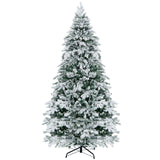 4.5/6/7 Feet Flocked Christmas Tree with Warm White LED Lights