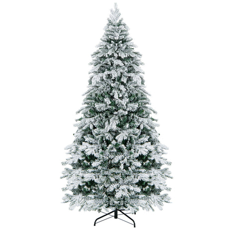 4.5/6/7 Feet Flocked Christmas Tree with Warm White LED Lights