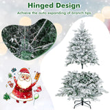 4.5/6/7 Feet Flocked Christmas Tree with Warm White LED Lights