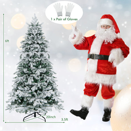4.5/6/7 Feet Flocked Christmas Tree with Warm White LED Lights