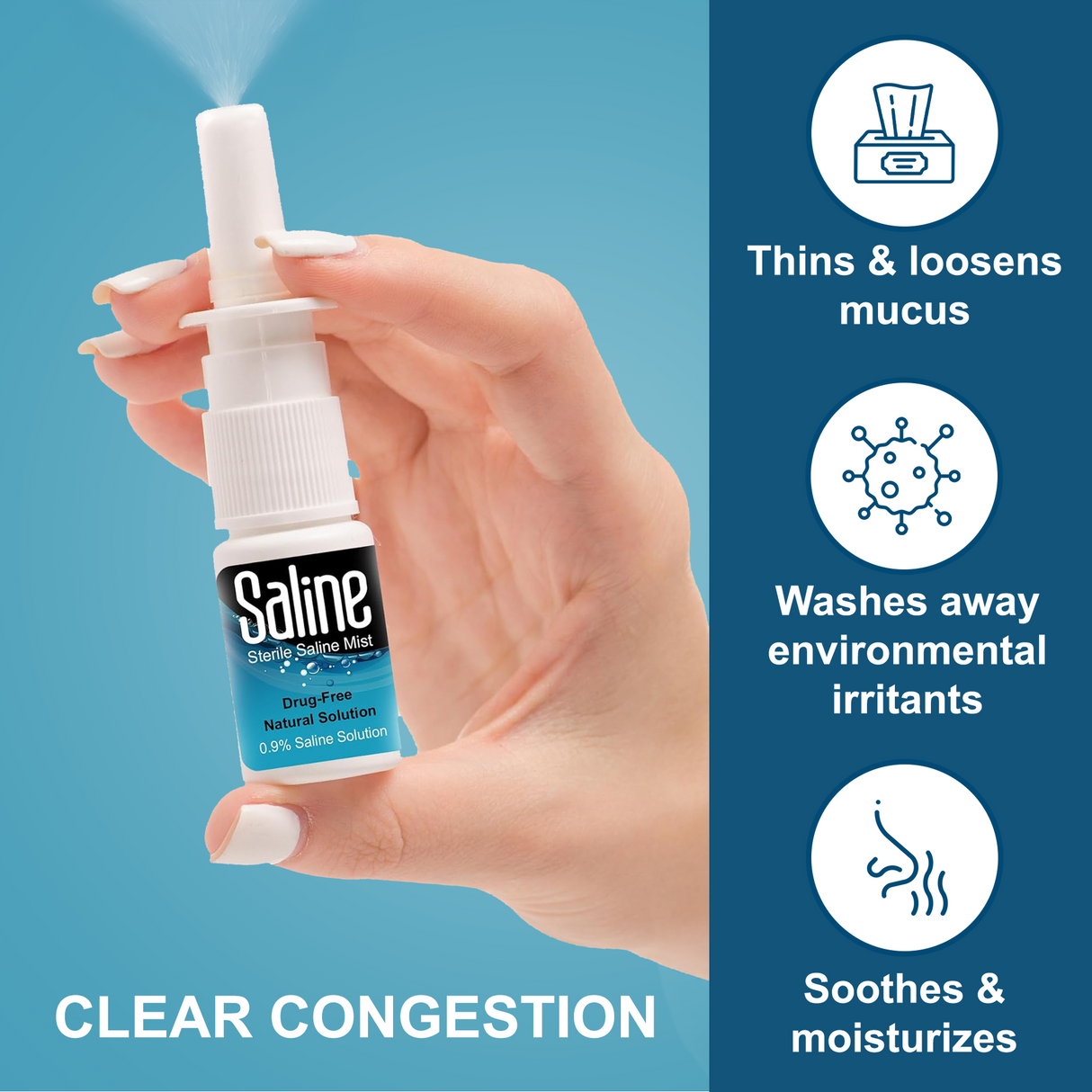 Shusher Care Spray nasal salino – Alivio de la congestión sin medicamentos ni conservantes para bebés y toda la familia