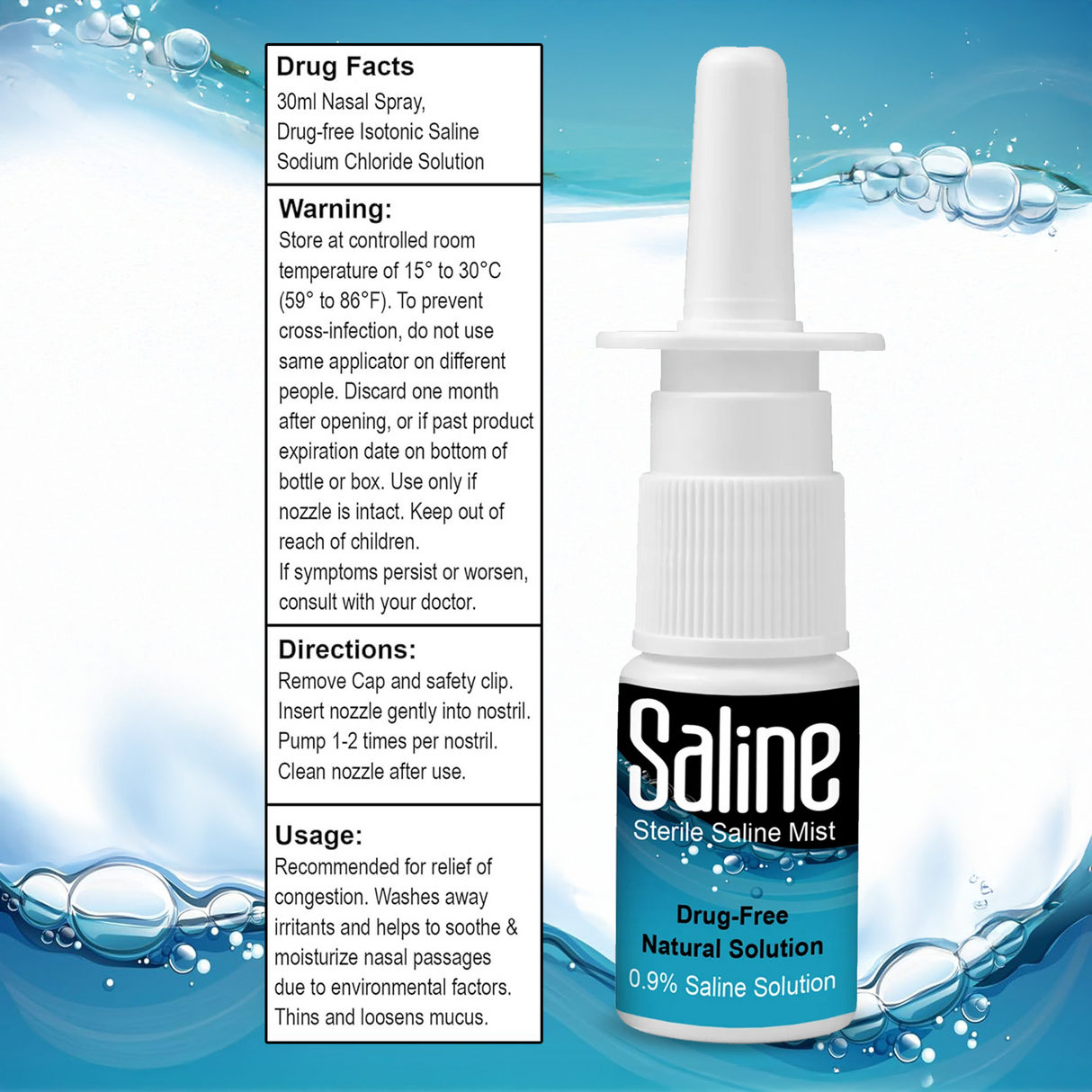 Shusher Care Spray nasal salino – Alivio de la congestión sin medicamentos ni conservantes para bebés y toda la familia