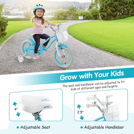 Bicicleta infantil de 14/16/18 pulgadas con frenos duales y asiento ajustable
