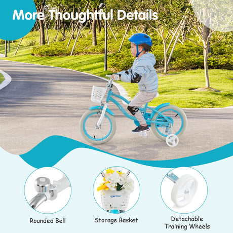 Bicicleta infantil de 14/16/18 pulgadas con frenos duales y asiento ajustable