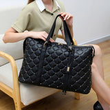 Diamond Quilted Vegan Leather Weekender Tote Bag
