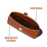 Estuche de cuero color canela para gafas de sol