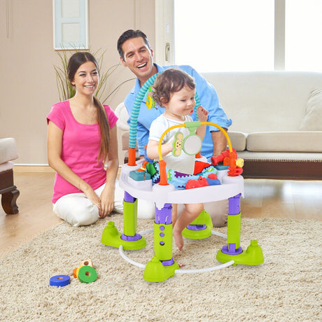 Centro de actividades para bebés 4 en 1 con 3 alturas ajustables - Verde