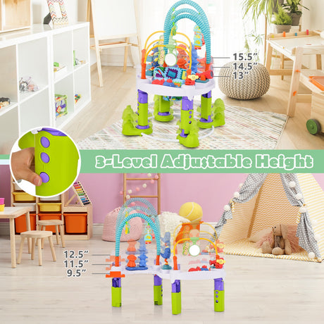 Centro de actividades para bebés 4 en 1 con 3 alturas ajustables - Verde