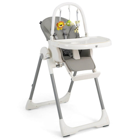 Trona Plegable 4 en 1 para Bebés con 7 Alturas Ajustables y Barra de Juguetes Gratis