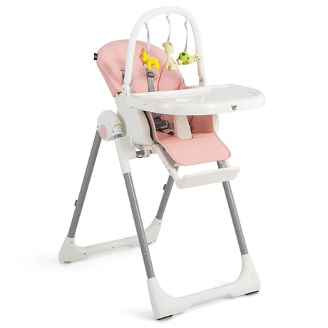 Trona Plegable 4 en 1 para Bebés con 7 Alturas Ajustables y Barra de Juguetes Gratis