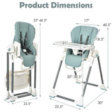 Silla alta plegable para bebé con doble bandeja extraíble y soporte para libros