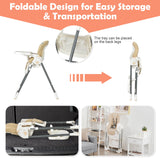 Silla alta plegable para bebé con doble bandeja extraíble y soporte para libros