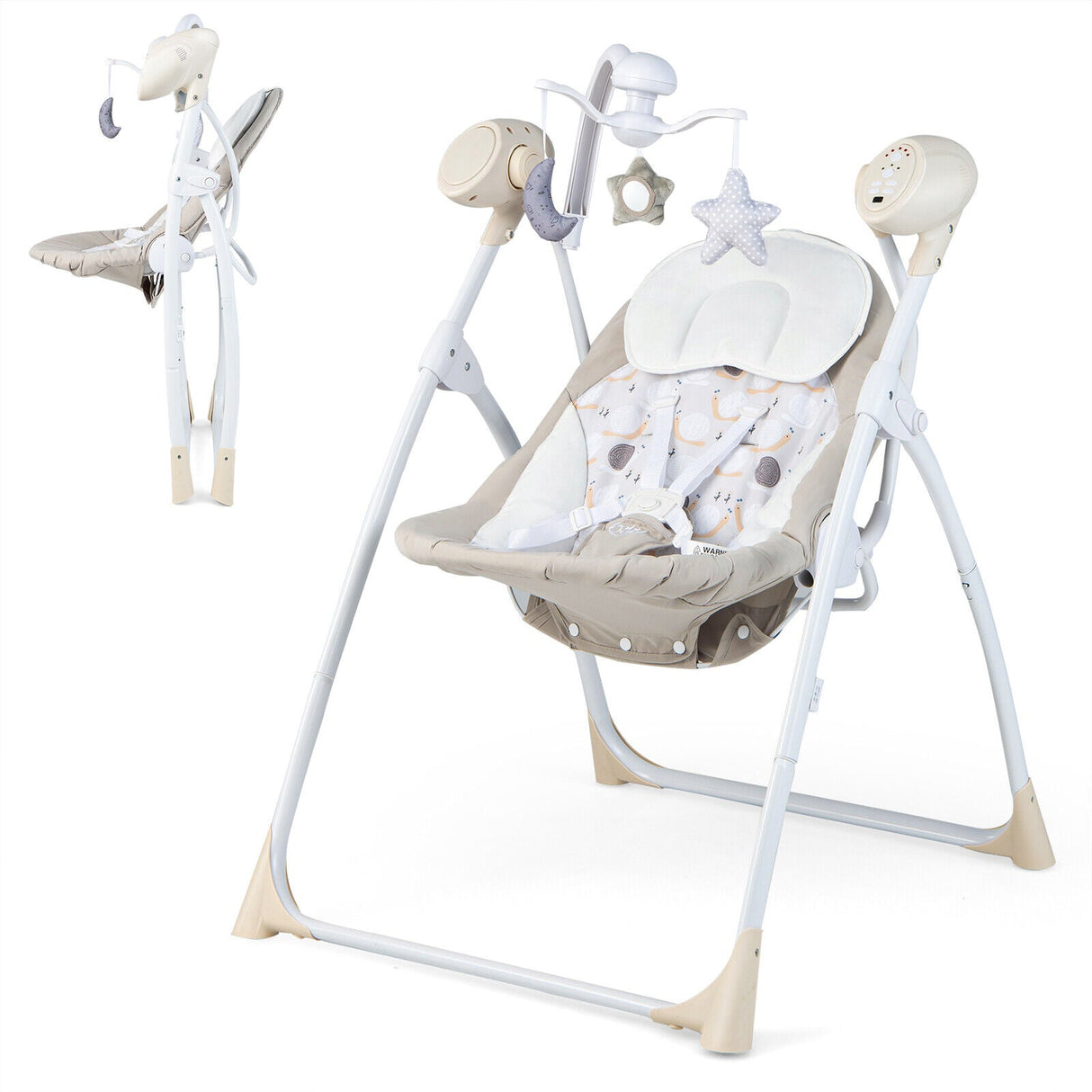 Mecedora Eléctrica Plegable para Bebés con Respaldo Ajustable