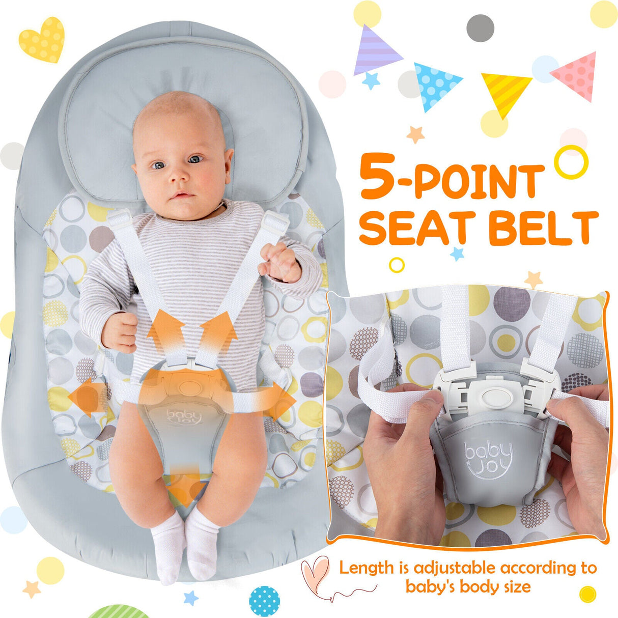 Mecedora Eléctrica Plegable para Bebés con Respaldo Ajustable