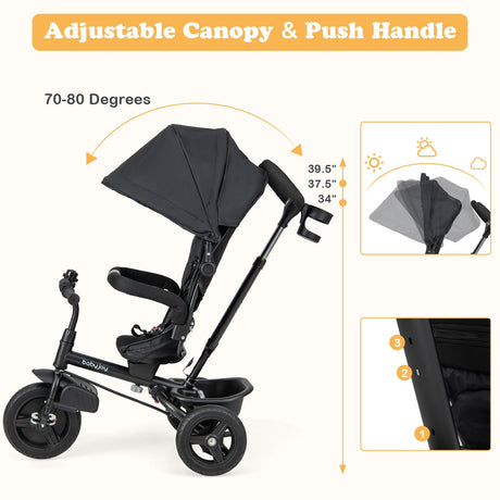 Triciclo para bebé 4 en 1, triciclo para niños pequeños con asiento reversible y arnés de seguridad de 5 puntos