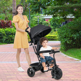 Triciclo para bebé 4 en 1 con capota extraíble y asa de empuje ajustable