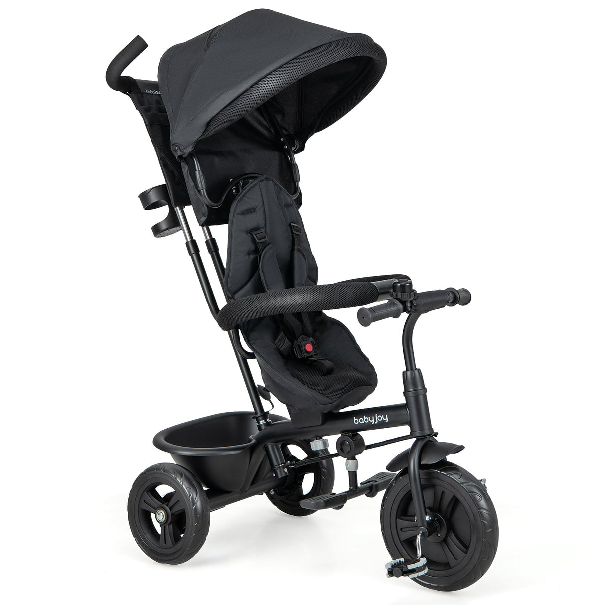 Triciclo para bebé 4 en 1 con capota extraíble y asa de empuje ajustable