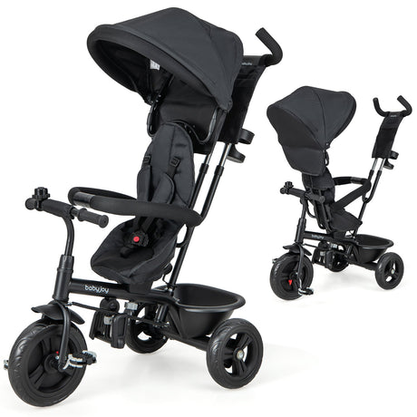 Triciclo para bebé 4 en 1 con capota extraíble y asa de empuje ajustable
