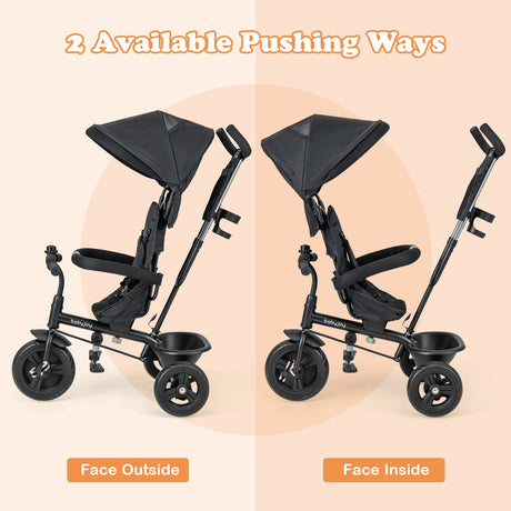 Triciclo para bebé 4 en 1 con capota extraíble y asa de empuje ajustable
