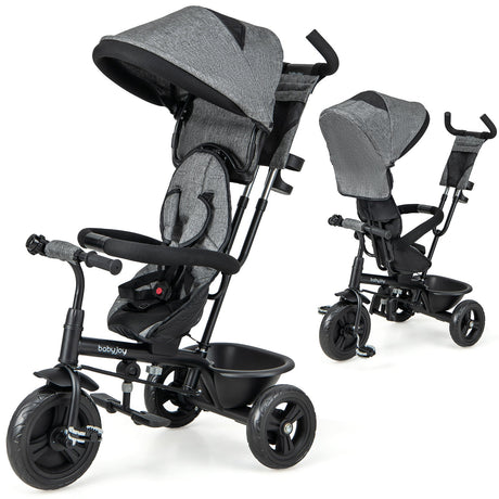 Triciclo para bebé 4 en 1 con capota extraíble y asa de empuje ajustable