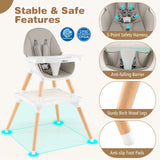 5-in-1 Baby Wooden Convertible High Chair