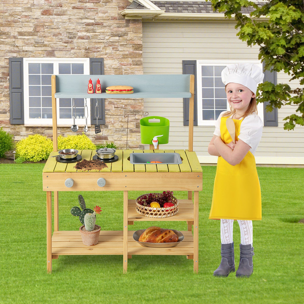 Cocina de juguete para exteriores con estufa