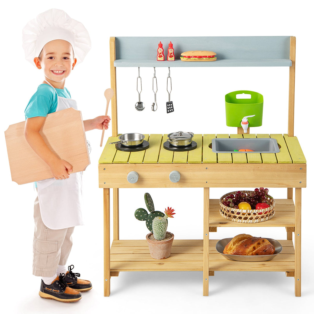 Cocina de juguete para exteriores con estufa