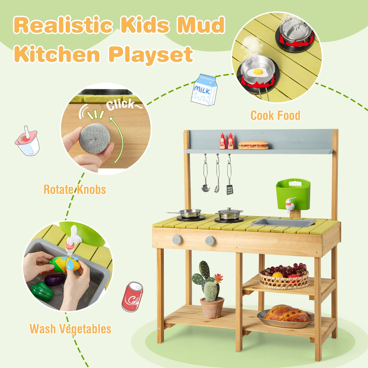 Cocina de juguete para exteriores con estufa