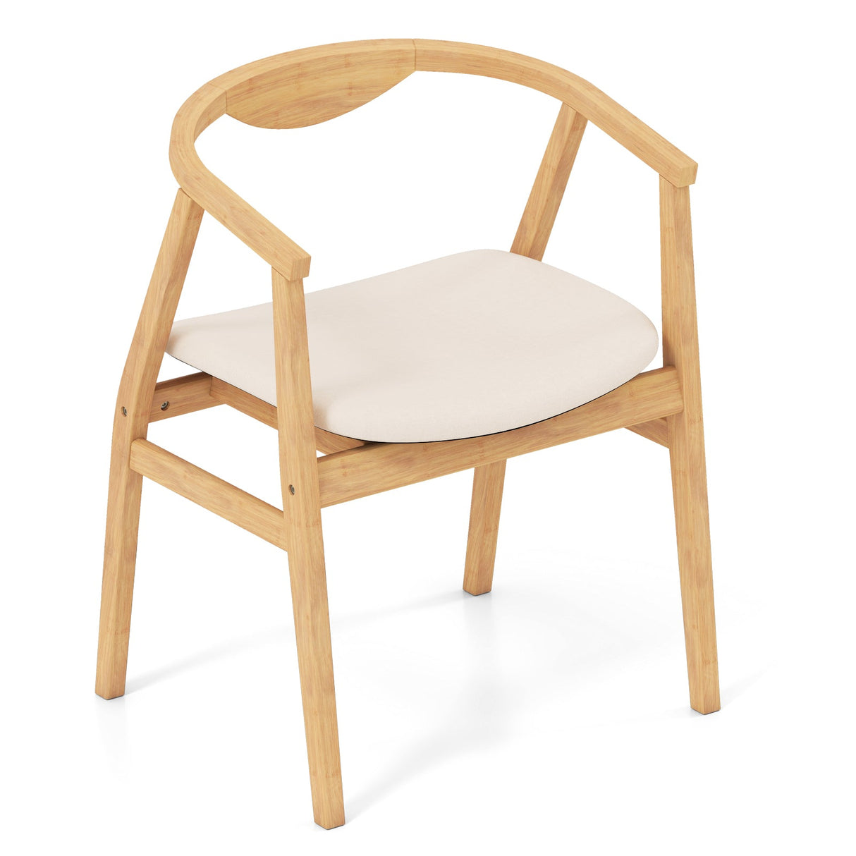 Sillón auxiliar de bambú con reposabrazos y respaldo curvo - Natural