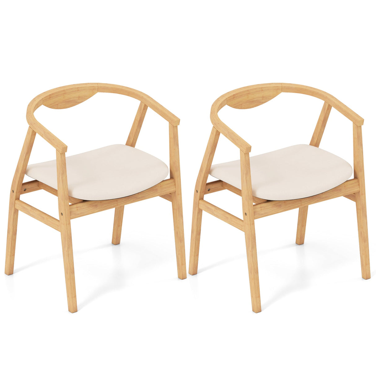 Sillón auxiliar de bambú con reposabrazos y respaldo curvo - Natural