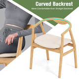 Sillón auxiliar de bambú con reposabrazos y respaldo curvo - Natural