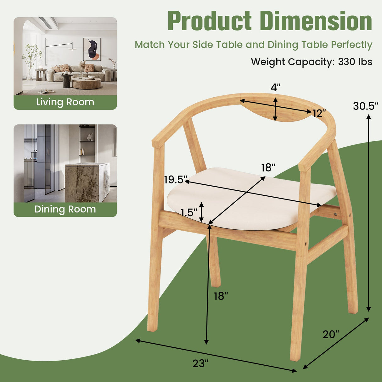 Sillón auxiliar de bambú con reposabrazos y respaldo curvo - Natural